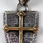 14K YELLOW GOLD CROSS STERLING SILVER MEN'S PENDANT NEW