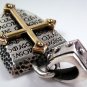 14K YELLOW GOLD CROSS STERLING SILVER MEN'S PENDANT NEW