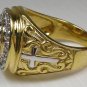 RUBY CHRISTIAN BISHOP YELLOW GOLD STERLING SILVER RING