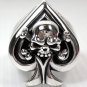 SKULL CROSSBONES SPADE ACE STERLING SILVER RING Sz 15.5