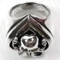 SKULL CROSSBONES SPADE ACE STERLING SILVER RING Sz 15.5
