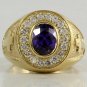 14K YELLOW GOLD STERLING SILVER CHRISTIAN BISHOP RING