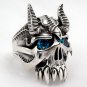 SAPPHIRE HORN BISON DEVIL STERLING SILVER MEN RING 15