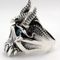 SAPPHIRE HORN BISON DEVIL STERLING SILVER MEN RING 15