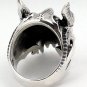 SAPPHIRE HORN BISON DEVIL STERLING SILVER MEN RING 15