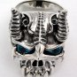 SAPPHIRE HORN BISON DEVIL STERLING SILVER MEN RING 15