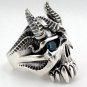 SAPPHIRE HORN BISON DEVIL STERLING SILVER MEN RING 15