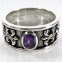 AMETHYST FLEUR DE LIS STERLING SILVER MENS RING Sz 8