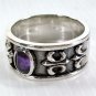 AMETHYST FLEUR DE LIS STERLING SILVER MENS RING Sz 8