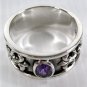 AMETHYST FLEUR DE LIS STERLING SILVER MENS RING Sz 8
