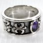 AMETHYST FLEUR DE LIS STERLING SILVER MENS RING Sz 8
