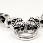BULLDOG DOG HEAD STERLING SILVER CHAIN BRACELET 9"
