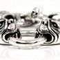 BULLDOG DOG HEAD STERLING SILVER CHAIN BRACELET 9"
