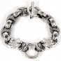 BULLDOG DOG HEAD STERLING SILVER CHAIN BRACELET 9"