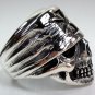 Chopper Motorcycle 925 Sterling Silver Iron Cross Bandana Skull Biker Ring