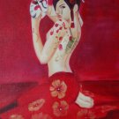 20x24 Girl Hold Mask Portrait Oil Painting