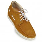 9091H-Yellow suedefashion shoes with hidden insole elevate 7.0CM taller OEM Logo+Free Shipping