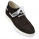 9091H-Brown suedefashion shoes with hidden insole elevate 7.0CM taller OEM Logo+Free Shipping
