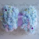 Fluffy Bow Brooch / Clip - Light Blue