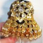 Hand-Made OOAK Ornament - Upcycled Vintage Gold Rhinestones, Swarovski Crystals