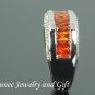 GORGEOUS GARNET & RUSSIAN STONE HALF ETERNITY RING 6 or  7