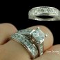 His & Her 3pcs Matching Engagement Wedding Ring Set sz 5-9 in sterling silver