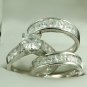 His & Her 3pcs Matching Engagement Wedding Ring Set sz 5-9 in sterling silver