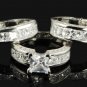 His & Her 3pcs Matching Engagement Wedding Ring Set sz 4-11 in sterling silver