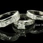 LADIES + MENS BRIDAL ENGAGEMENT BAND TRIO RING SET