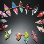 20 multi-colored origami cranes made with recycled paper