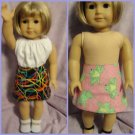 REVERSIBLE SKIRT FROGS/SWIRLS FITS AMERICAN GIRL 18 INCH DOLLS