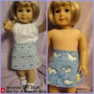 REVERSIBLE SKIRT CLOUDS/FLORAL  FITS AMERICAN GIRL 18 INCH DOLLS