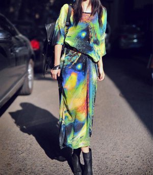 Maxi Chiffon Dress in Starry Print