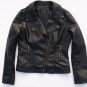 Cropped Biker Leather Jacket (Black/Tan)