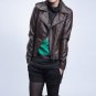 Cropped Biker Leather Jacket (Black/Tan)
