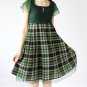 Green Plaid Dress/Vintage Prom dress
