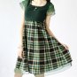 Green Plaid Dress/Vintage Prom dress
