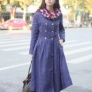 Flax warm double-breasted long sleeve coat/sundress