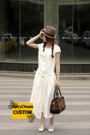 CUSTOM white linen sundress(more colour and size choice)