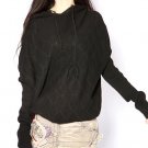 women's sweater hoodie tunic top in winter (Black/Camel)