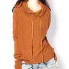 women's sweater hoodie tunic top in winter (Black/Camel)