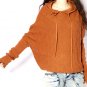 women's sweater hoodie tunic top in winter (Black/Camel)