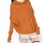 women's sweater hoodie tunic top in winter (Black/Camel)