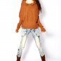 women's sweater hoodie tunic top in winter (Black/Camel)