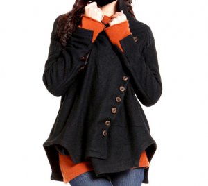 black wool cardigan coat in fall/winter