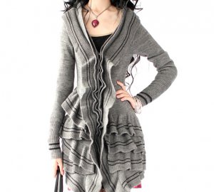 grey wool cardigan sweater coat in fall/winter