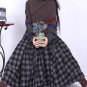 Layered plaid maxi skirt in grey