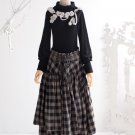 Layered plaid maxi skirt in grey