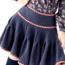 wool pleated blue mini skirt
