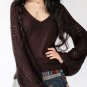 puffsleeve sweater tunic top in black/coffee